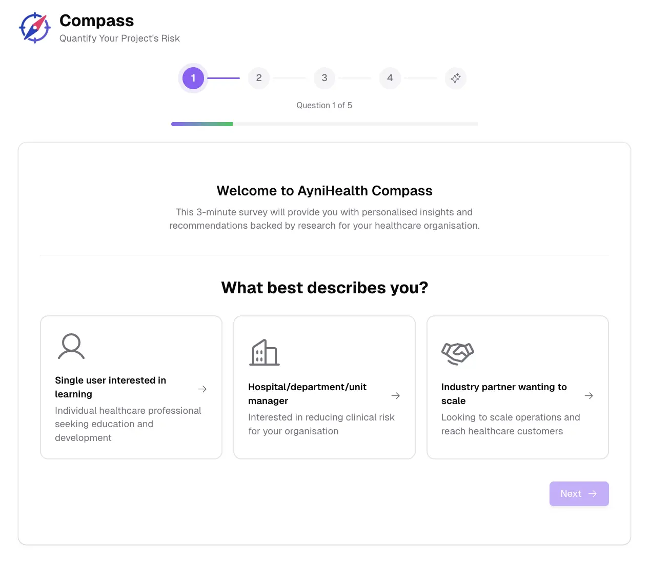 Survey question with icons