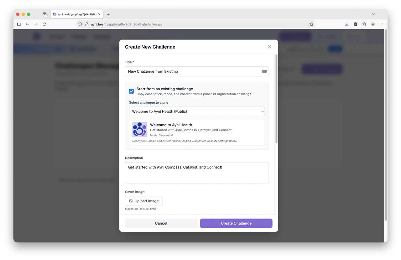 Clone challenge from existing challenge